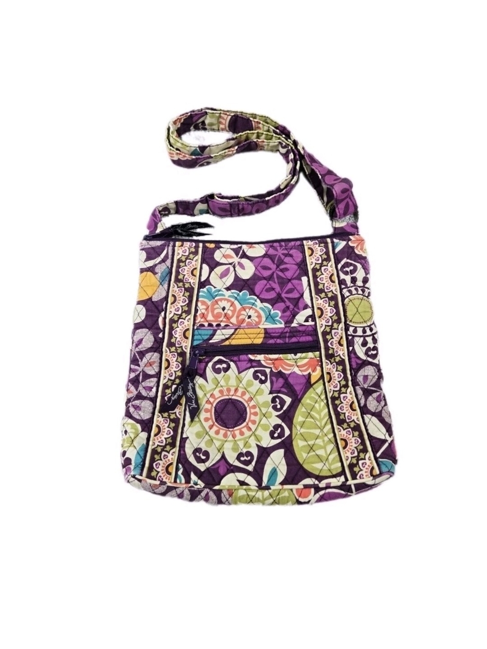 Vera Bradley Crossbody Purse Plum Crazy Purple Floral Hipster Boho Flawed